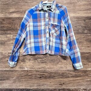 BDG Blue and Brown Plaid Women's Top